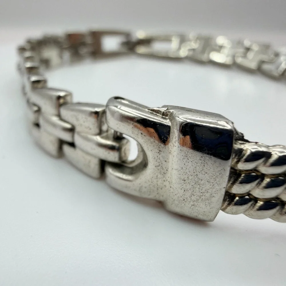 Vintage 90s Silver Tone Breil Edit Bracelet Boho Women's Classic Fashion Jewelry